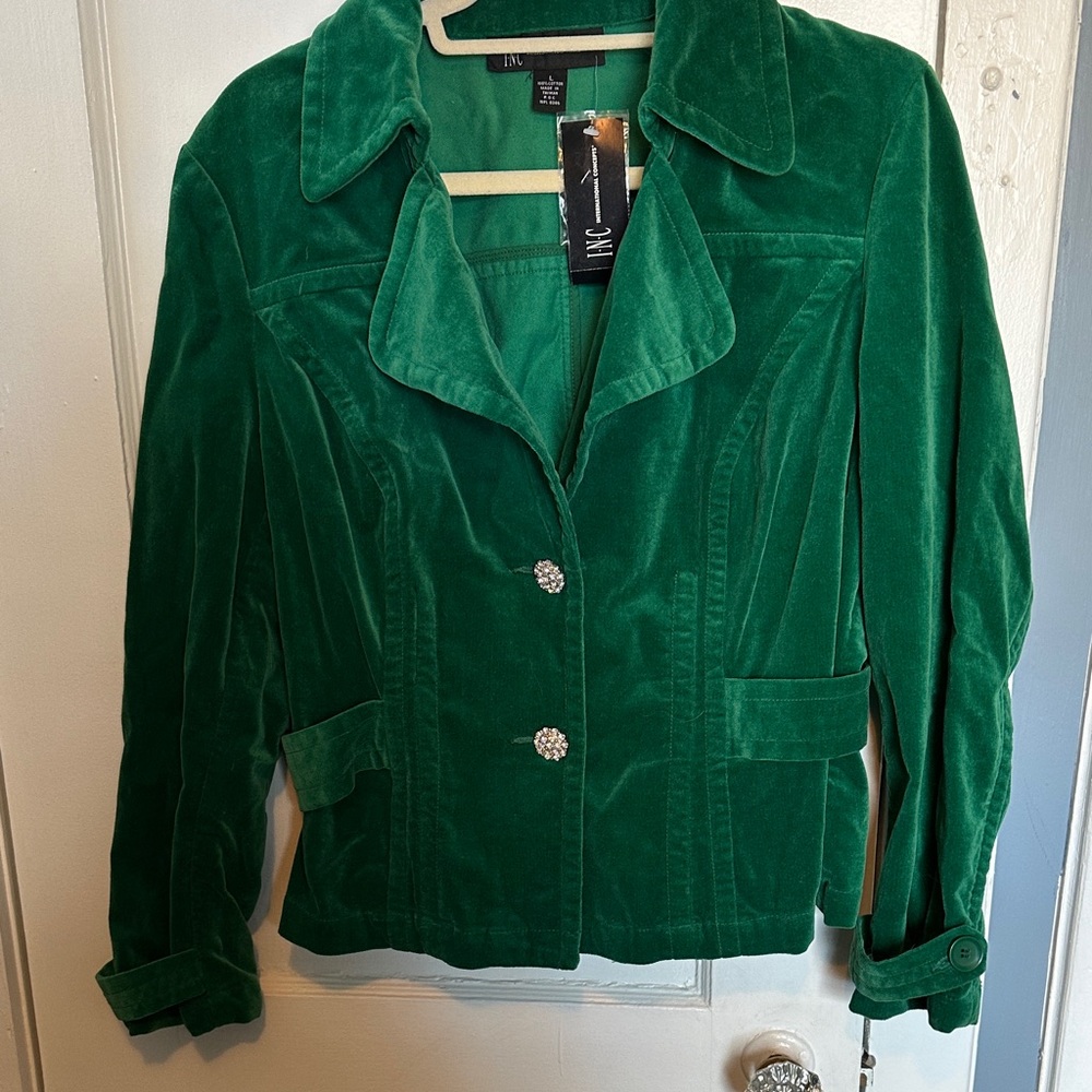 INC International Concepts Green Velvet Blazer